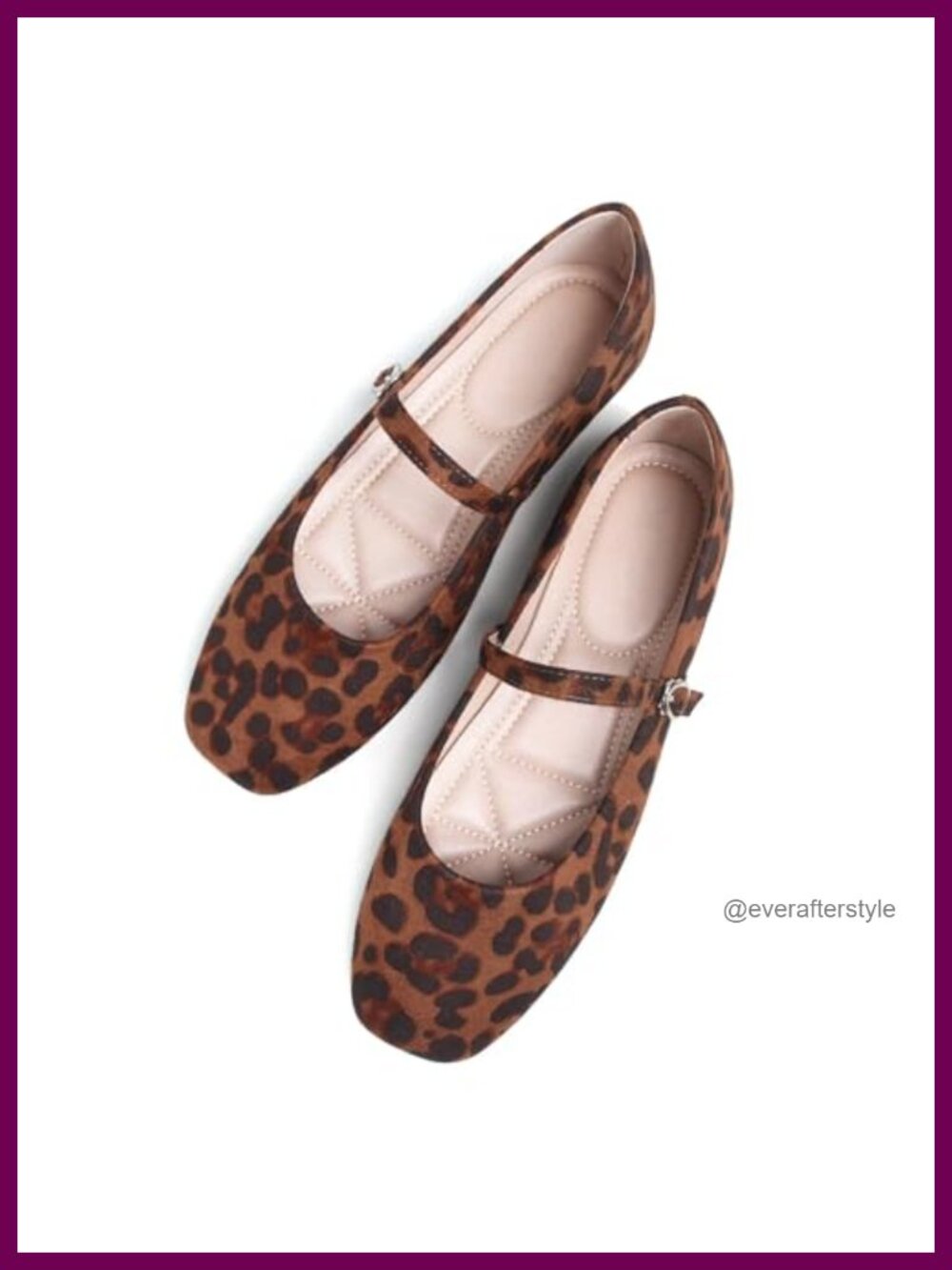 Mary Jane Square Toe Ankle Strap Ballet Flats with Arch Support